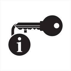 Key to information symbol with a black information icon