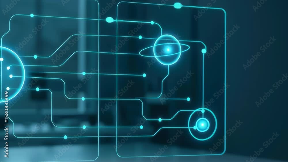 Poster abstract digital interface with lines and nodes illustrating technology and connectivity concepts