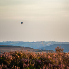Hot Air Balloon Over Peak District Landscape