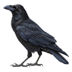 Realistic Black Crow Illustration – Transparent PNG Bird Graphic for Nature, Education, and Wildlife Use


