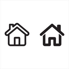 Two simple black house symbols on a white background