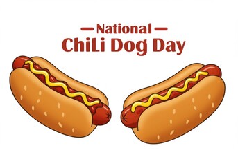 Celebrate National Chili Dog Day with zest and gusto Delicious playful graphic featuring two chili