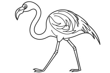 coloring page line art the flamingo black vector
