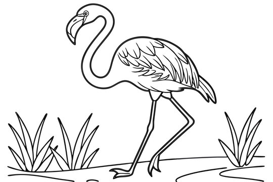 coloring page line art the flamingo black vector