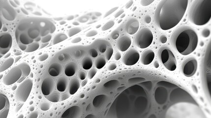 Abstract Grayscale 3D Render of Porous Network Structure