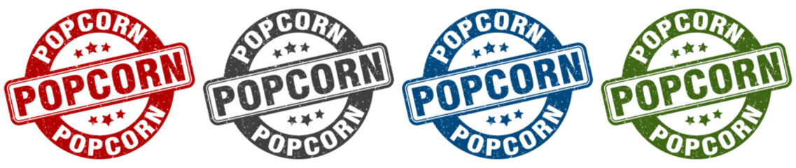 popcorn stamp. popcorn round stamp set isolated on white background
