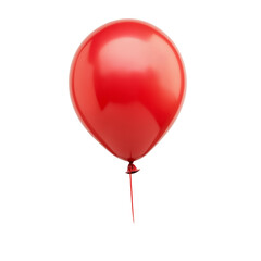 Single Red Balloon Isolated on Transparent Background