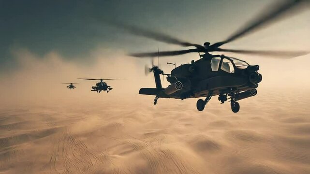 Apache Helicopters Desert Flight