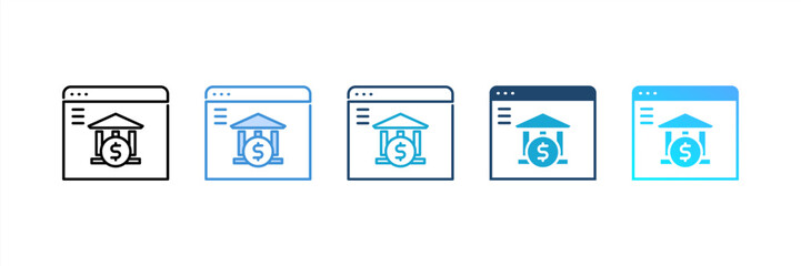 Online Banking icon set multiple style collection
