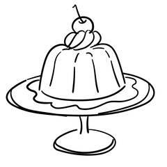 Hand drawn Cute Pudding doodle Illustration