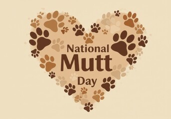 Celebrating National Mutt Day with love Paw prints form a heart around the special day s text on