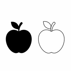 Apple Icon Set Simple Black and Outline Illustrations for Design Projects