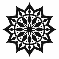 Intricate Black and White Mandala Design Geometric Floral Pattern for Art, Decor, and Tattoo Inspiration
