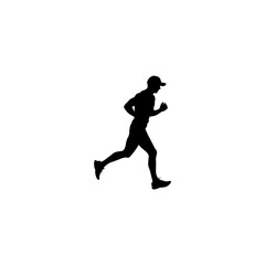 Black Silhouettes Runners sprint men on white background 