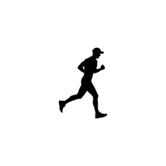 Black Silhouettes Runners sprint men on white background 