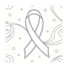 Outline ribbon symbol with decorative pattern circles on a awareness graphic