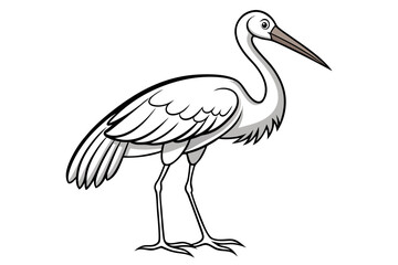coloring page line art the stork black vector