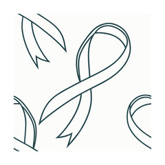Teal ribbon pattern on with multiple ribbon shapes outlines in a simple style vector