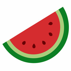 Juicy Watermelon Slice Summer Fruit Icon, Vector Illustration