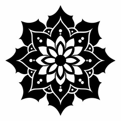 Elegant Black and White Mandala Design Intricate Floral Pattern for Art, Print, and Decoration