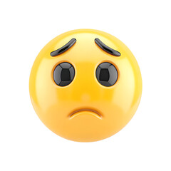 Sad yellow emoticon 3D rendering unhappy face emoji