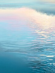 Obraz premium Reflection of colorful clouds on tranquil water surface during sunset creating a serene and peaceful atmosphere