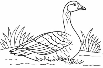 coloring page line art the goose black vector