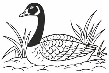 coloring page line art the goose black vector