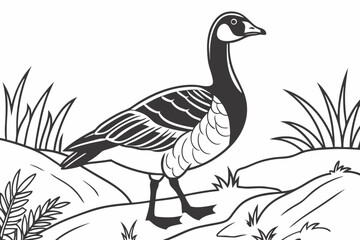 coloring page line art the goose black vector