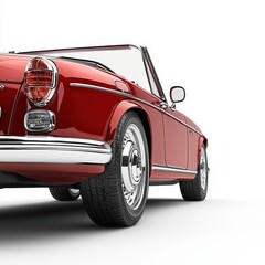 Classic Red Convertible Car Rear View on White Background