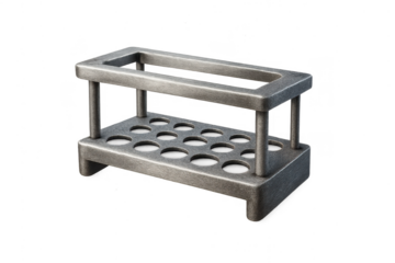 Laboratory test tube rack isolated on transparent background, chemical equipment