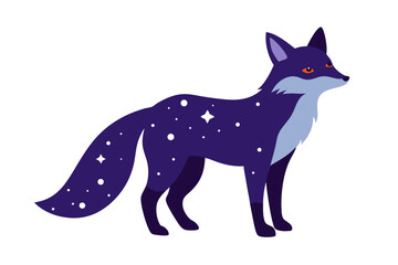 Stunning Calico Fox Face with Galaxy-Themed Fur & Starry Vector Patterns on White Background