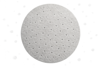 Round acoustic panel with small holes isolated on transparent background