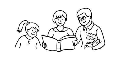 Happy people reading