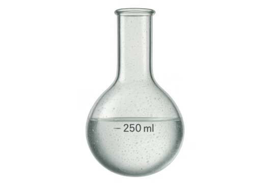 Round bottom flask filled with water isolated on transparent background