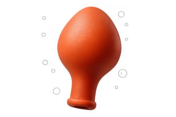 Orange enema bulb isolated on transparent background, medical instrument, health