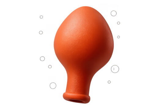 Orange enema bulb isolated on transparent background, medical instrument, health