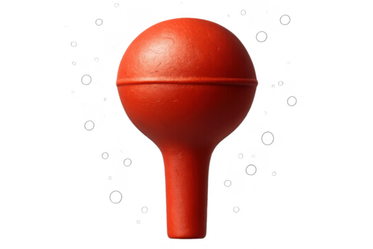 Red rubber bulb syringe isolated on a transparent background, medicine tool - Powered by Adobe
