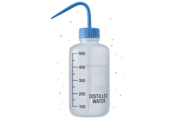 Distilled water wash bottle isolated on transparent background, laboratory equipment