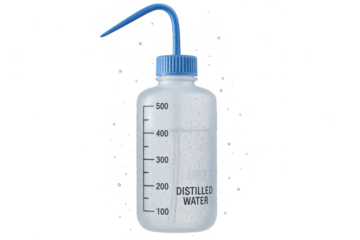 Distilled water wash bottle isolated on transparent background, laboratory equipment