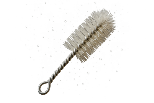 Bottle brush isolated on transparent background, cleaning supply equipment