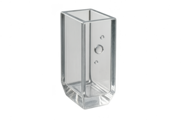 Empty square clear glass vase isolated on transparent background, design element