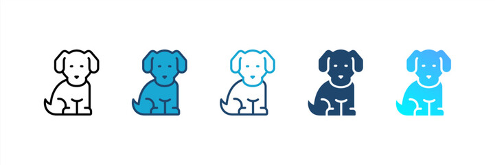 Dog icon set multiple style collection