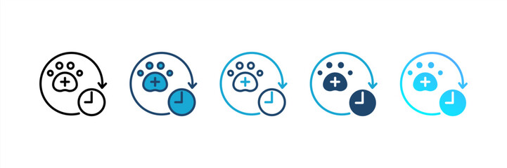 24 Hours icon set multiple style collection