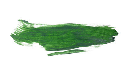 Green watercolor paint brush stroke isolated on transparent background. art and watercolor painting concept.