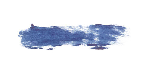 Dark blue watercolor paint brush stroke isolated on transparent background. art and watercolor painting concept.