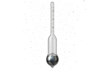 Density meter glass hydrometer isolated on transparent background, science tool