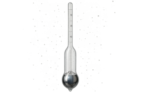 Density meter glass hydrometer isolated on transparent background, science tool