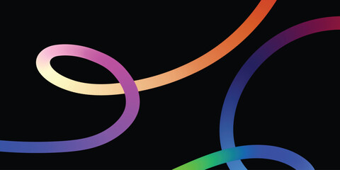 Vibrant, Intertwined Rainbow Lines on a Black Background. A dynamic image featuring interwoven, colorful lines in various shades of the rainbow against a solid black backdrop.