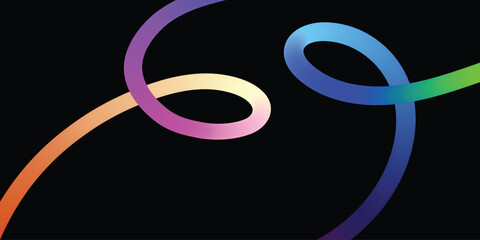 Vibrant, Intertwined Rainbow Lines on a Black Background. A dynamic image featuring interwoven, colorful lines in various shades of the rainbow against a solid black backdrop.